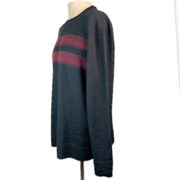 SmartWool Men's XL Sparwood Stripe Crew Sweater Charcoal Heather Maroon - Picture 5 of 11
